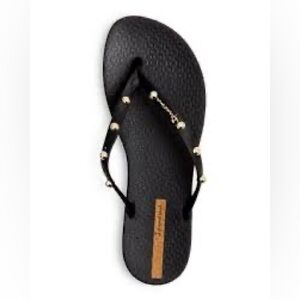 Ipanema Black Sandals with Gold Stud Accents Size 39 / 9